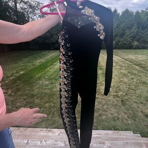 Black Dance Costume with Gold and Silver detail